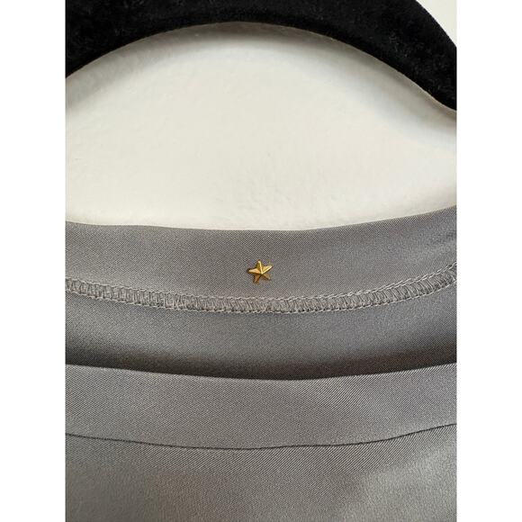 Peter Cohen Silk Metal Grey Long Sleeve Flared Hem Blouse Small - Picture 5 of 5